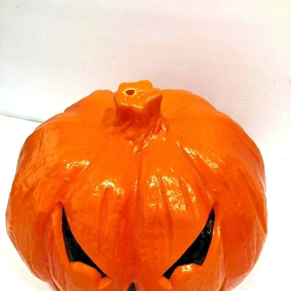 Halloween Pumpkin Blow Mold Sinister Evil Jack O Lantern 11 X 10 X 7 Vintage